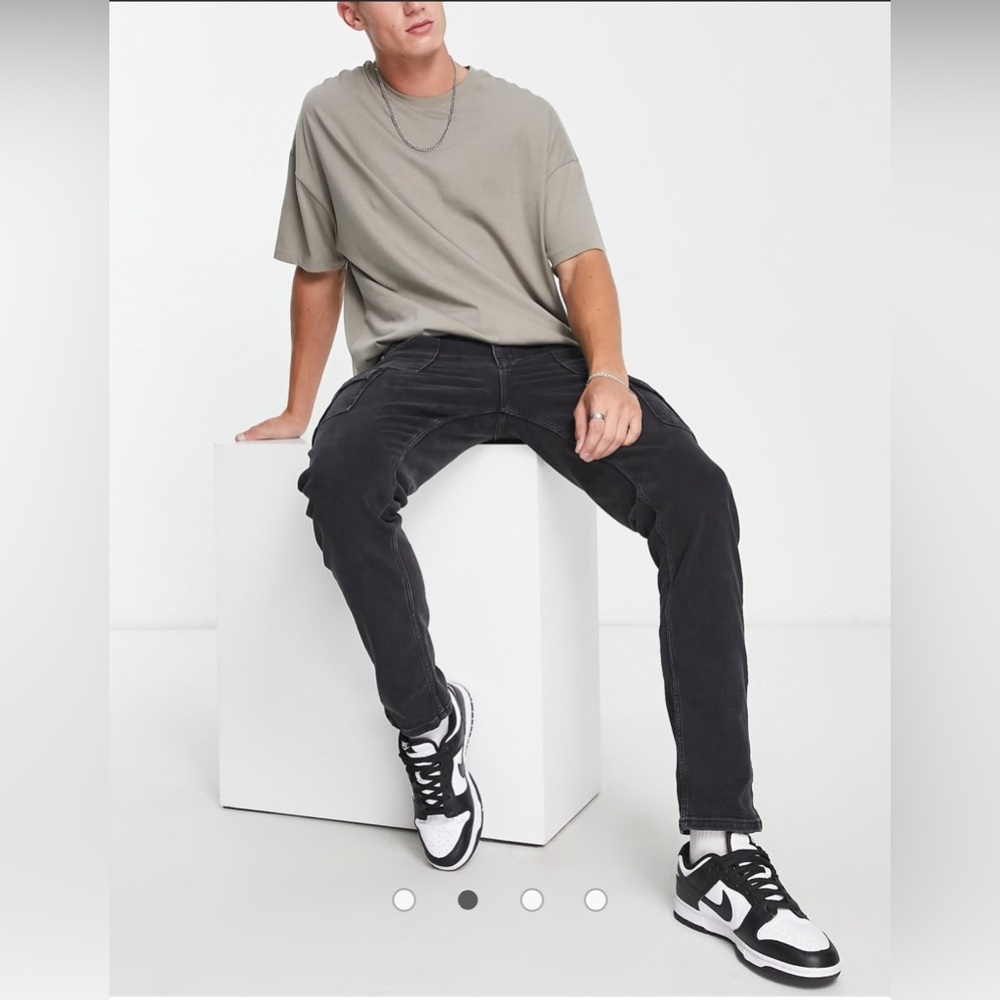 ASOS Design Stretch Skinny Cargo Men's Slim  Skate Streetwear Jeans Washed Black